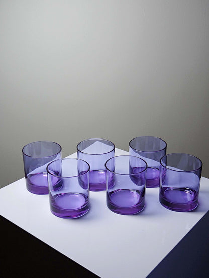 Set von 6 Vintage Whiskygläser aus Amethyst-Kristall, Mid-Century