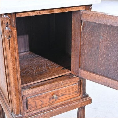 Vintage Konsole von England, Eichenholz, Marmorplatte