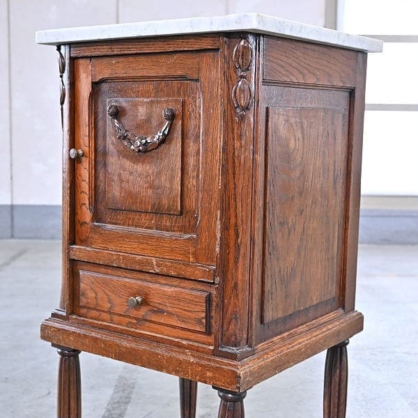 Vintage Konsole von England, Eichenholz, Marmorplatte