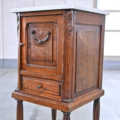 Vintage Konsole von England, Eichenholz, Marmorplatte