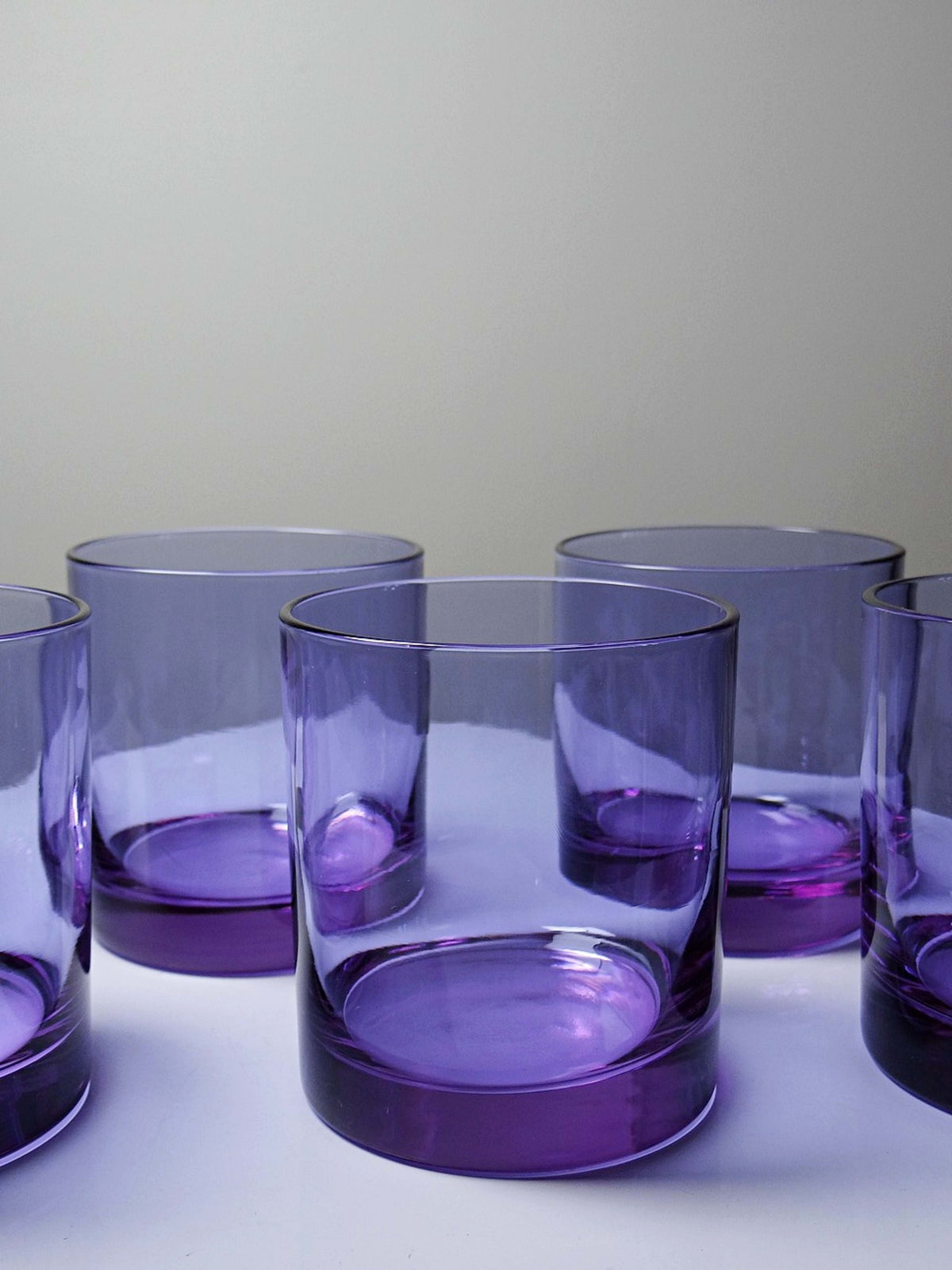 Set von 6 Vintage Whiskygläser aus Amethyst-Kristall, Mid-Century