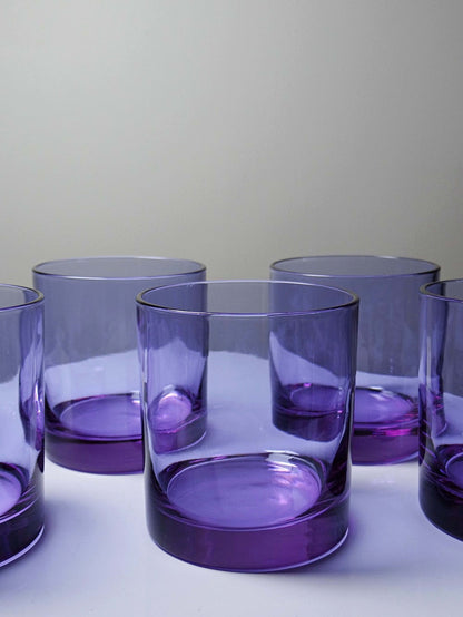 Set von 6 Vintage Whiskygläser aus Amethyst-Kristall, Mid-Century