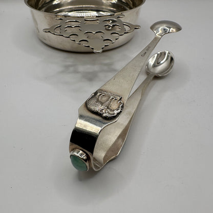 Vintage Set von 3 Cartier Schale, Untersetzer und Elefanten-Löffelzange von Cartier