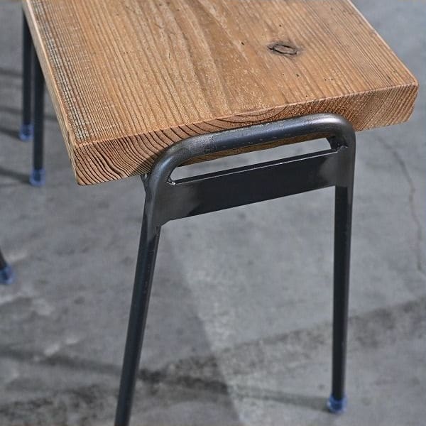 Vintage Hocker FACT von Sugiyama Seisakusho & Set von 4 & Eisenbeine & Altholz
