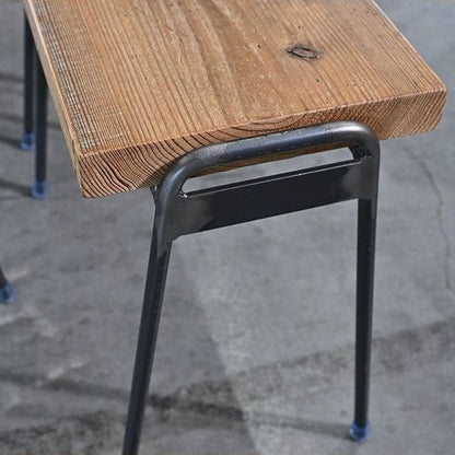 Vintage Hocker FACT von Sugiyama Seisakusho & Set von 4 & Eisenbeine & Altholz