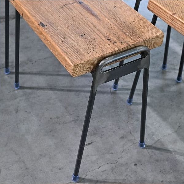 Vintage Hocker FACT von Sugiyama Seisakusho & Set von 4 & Eisenbeine & Altholz