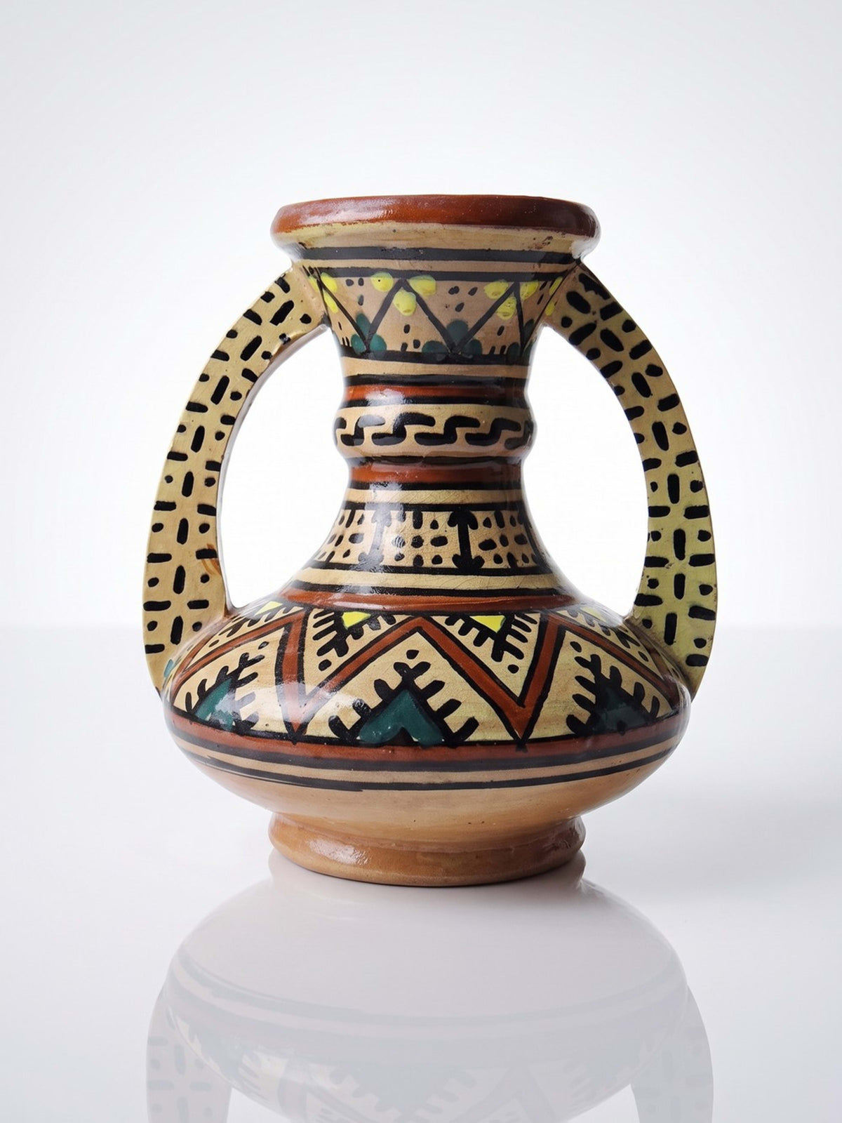 Vintage Vase Keramik von Safi, handbemalt, Marokko