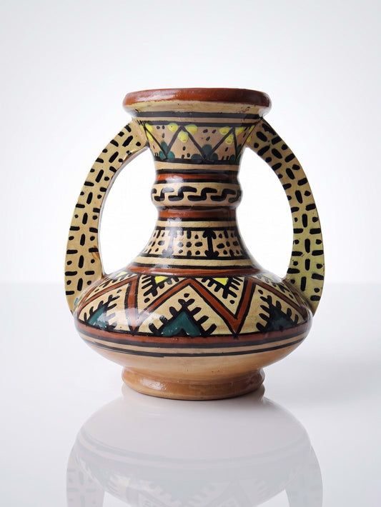 Vintage Vase Keramik von Safi, handbemalt, Marokko