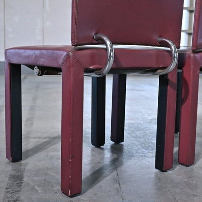 Vintage Stuhl Arcara von Paolo Piva für B&B Italia Set von 2, Leder, Chromring