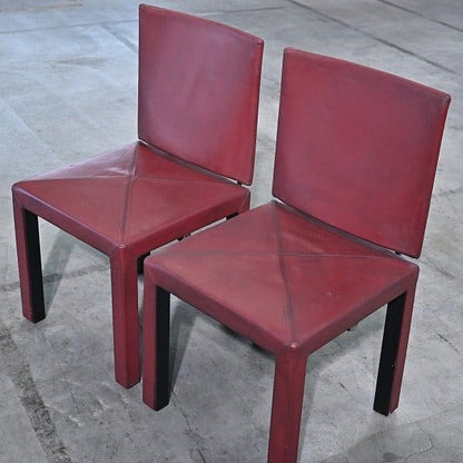 Vintage Stuhl Arcara von Paolo Piva für B&B Italia Set von 2, Leder, Chromring