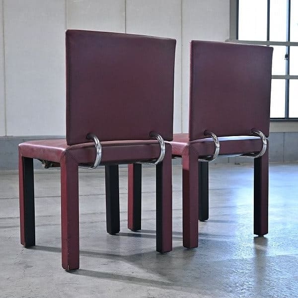 Vintage Stuhl Arcara von Paolo Piva für B&B Italia Set von 2, Leder, Chromring