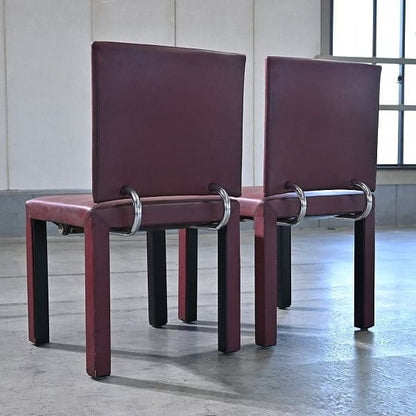 Vintage Stuhl Arcara von Paolo Piva für B&B Italia Set von 2, Leder, Chromring