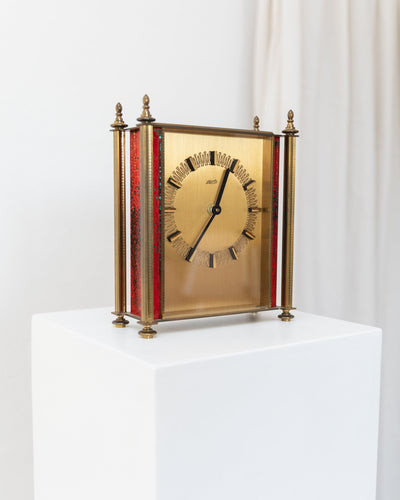 Horloge vintage Atlanta en laiton rouge des années 1970