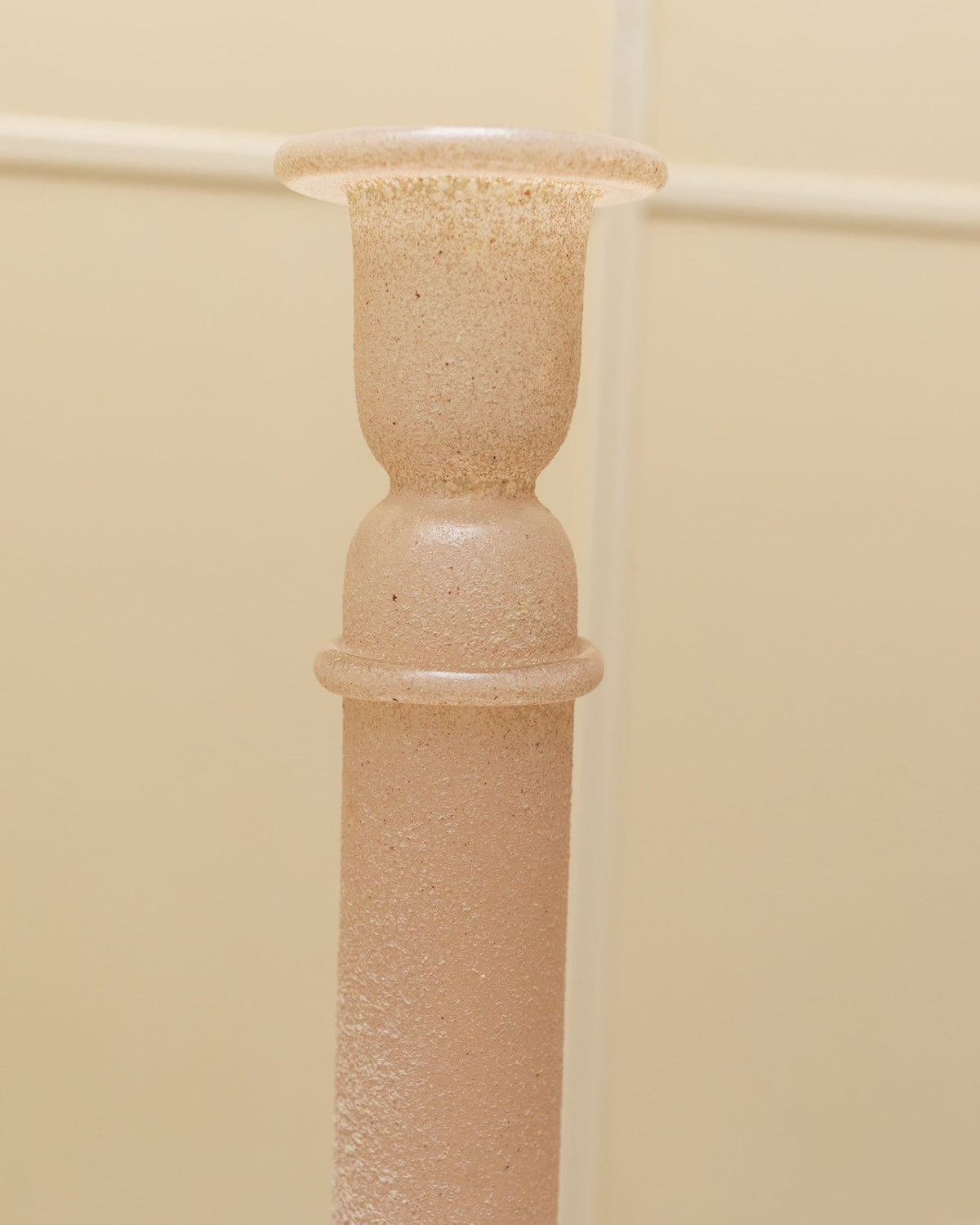 Vintage Murano Candle Holder Pink Scavo Glass 1970s