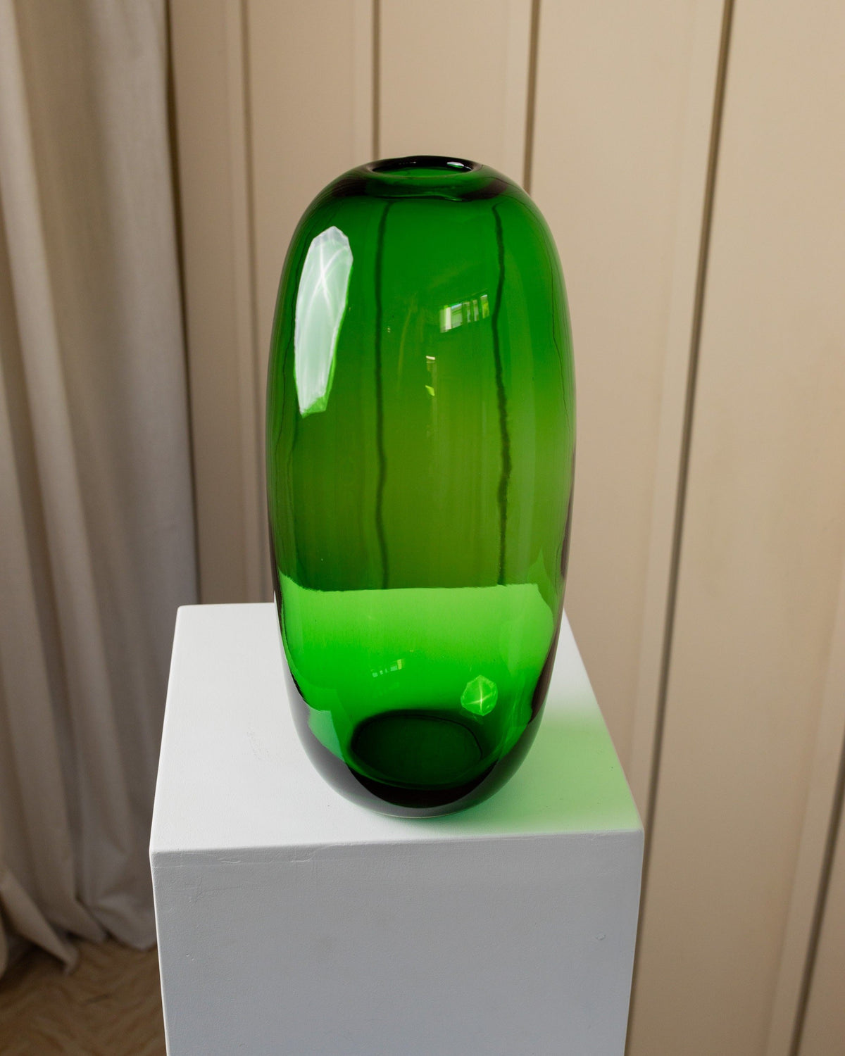 XXL vase green glass 1990s vintage