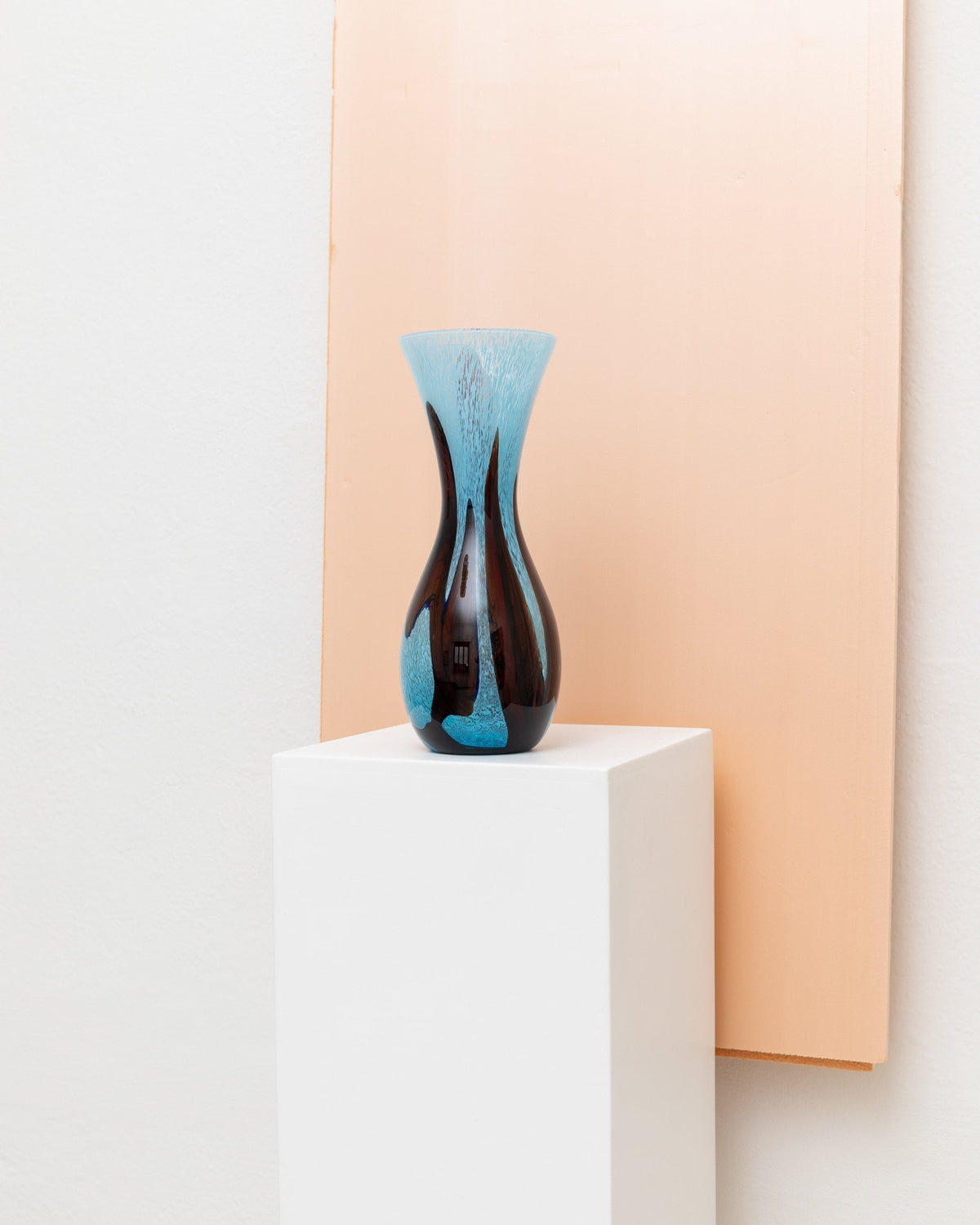 Vase vintage en verre de Murano bleu clair et marron Design du milieu du siècle Italie années 1970