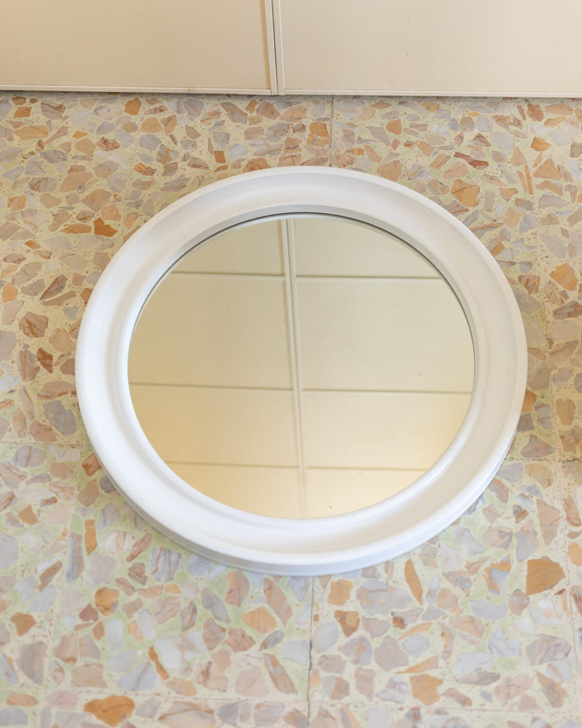 Vintage Wall Mirror by Carrara and Matta White 1970s