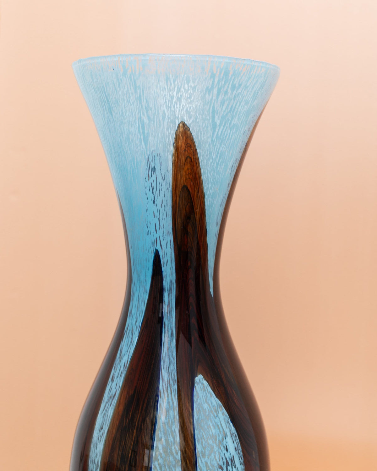Vase vintage en verre de Murano bleu clair et marron Design du milieu du siècle Italie années 1970