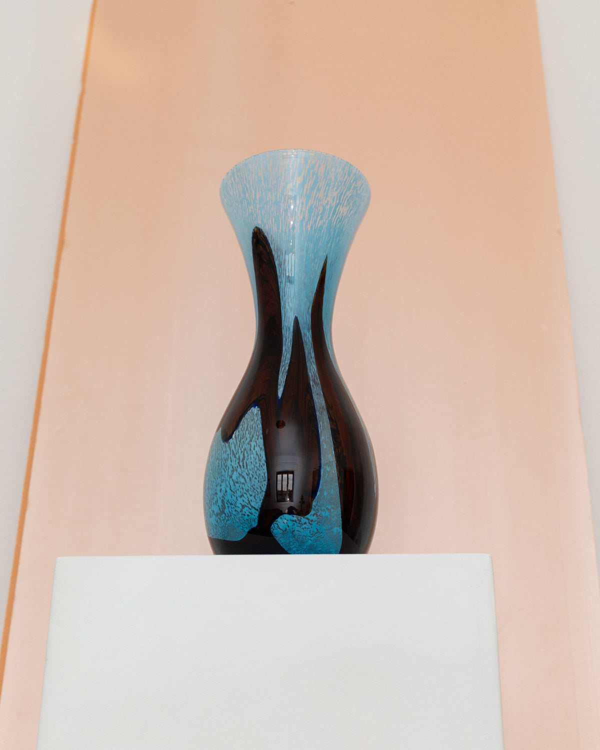 Vase vintage en verre de Murano bleu clair et marron Design du milieu du siècle Italie années 1970