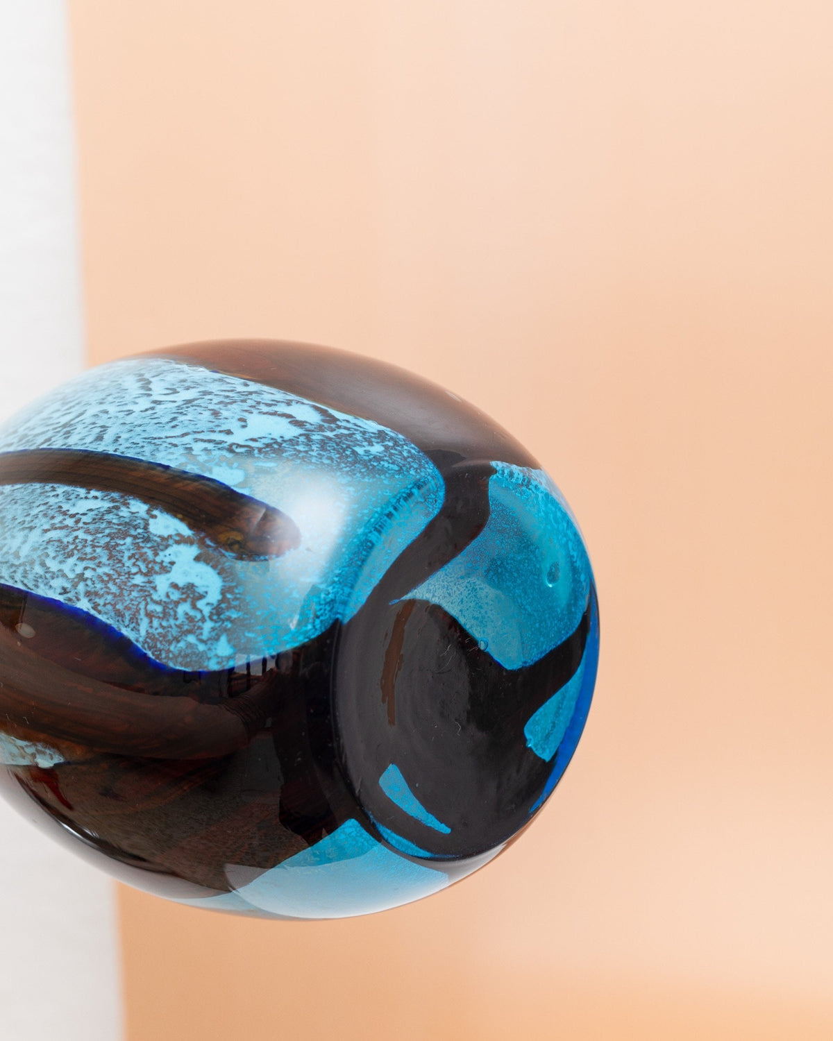 Vase vintage en verre de Murano bleu clair et marron Design du milieu du siècle Italie années 1970