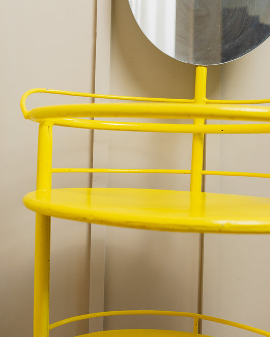 Vintage side table metal with mirror yellow 1960s from Italy