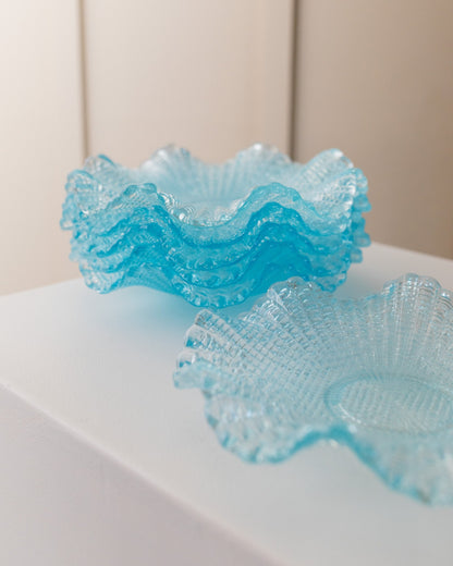 Vintage Bowl Crystal Glass Turquoise by Fenton Set of 6