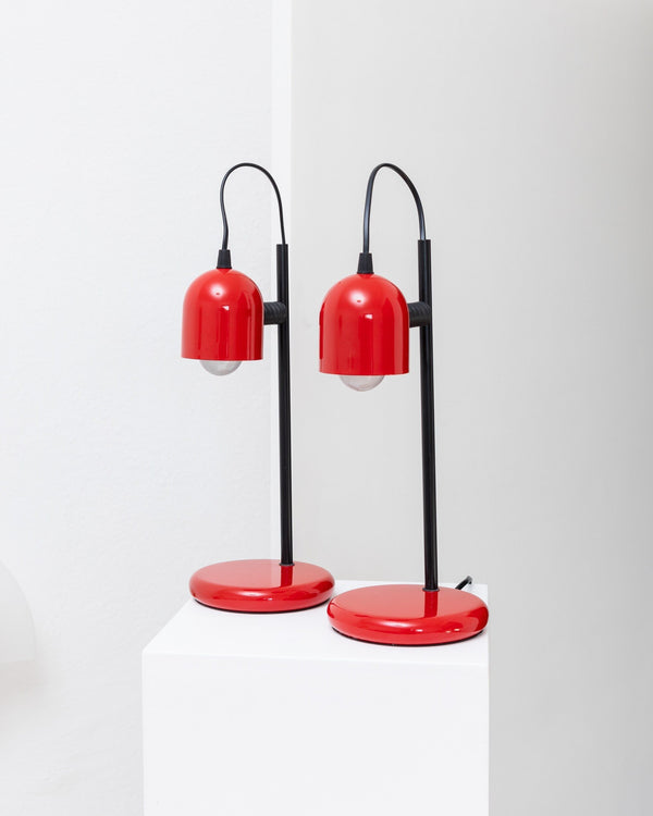 Vintage Tischlampe rot Postmodernes Memphis-Design 1980er Set von 2