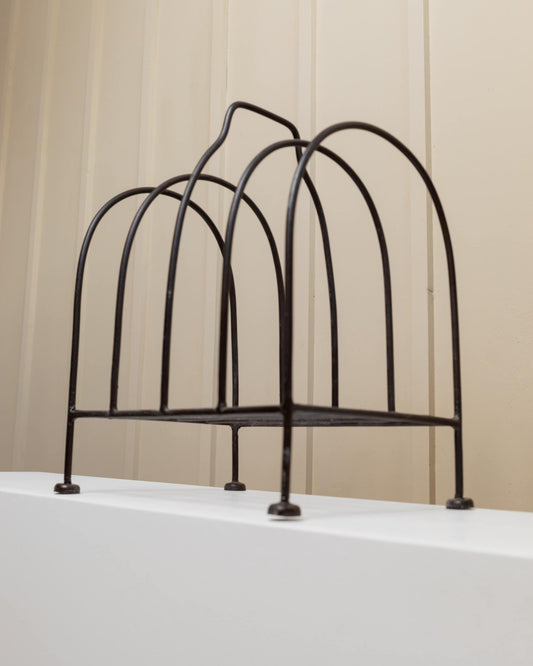 Vintage magazine rack metal blue 1970s retro handmade