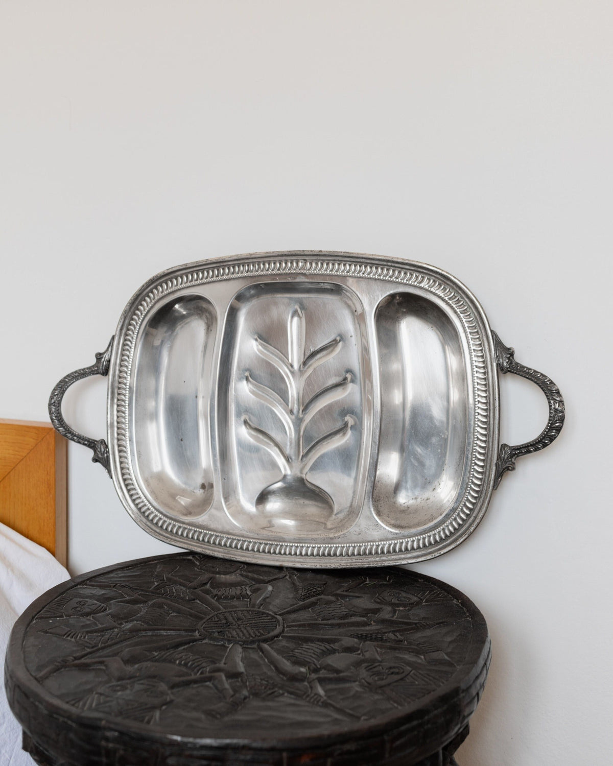 Vintage Tablett Silber klassisches Design Italien 1950er