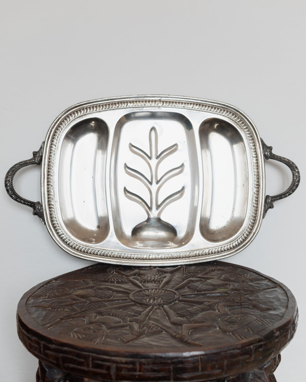 Vintage Tablett Silber klassisches Design Italien 1950er