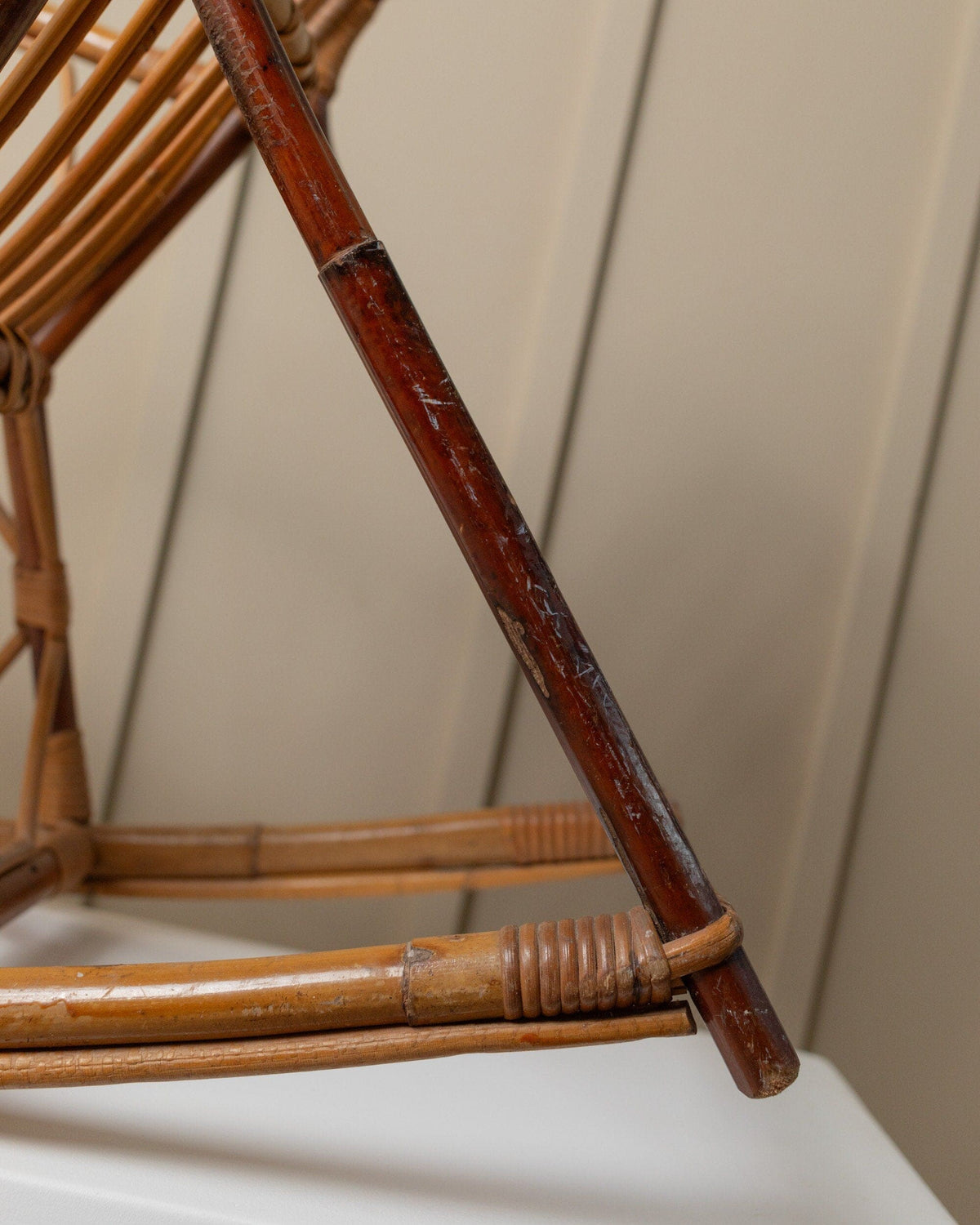 Vintage Bamboo Rocking Chair for Children Boho Chair Mid Century Design Italy 1970s