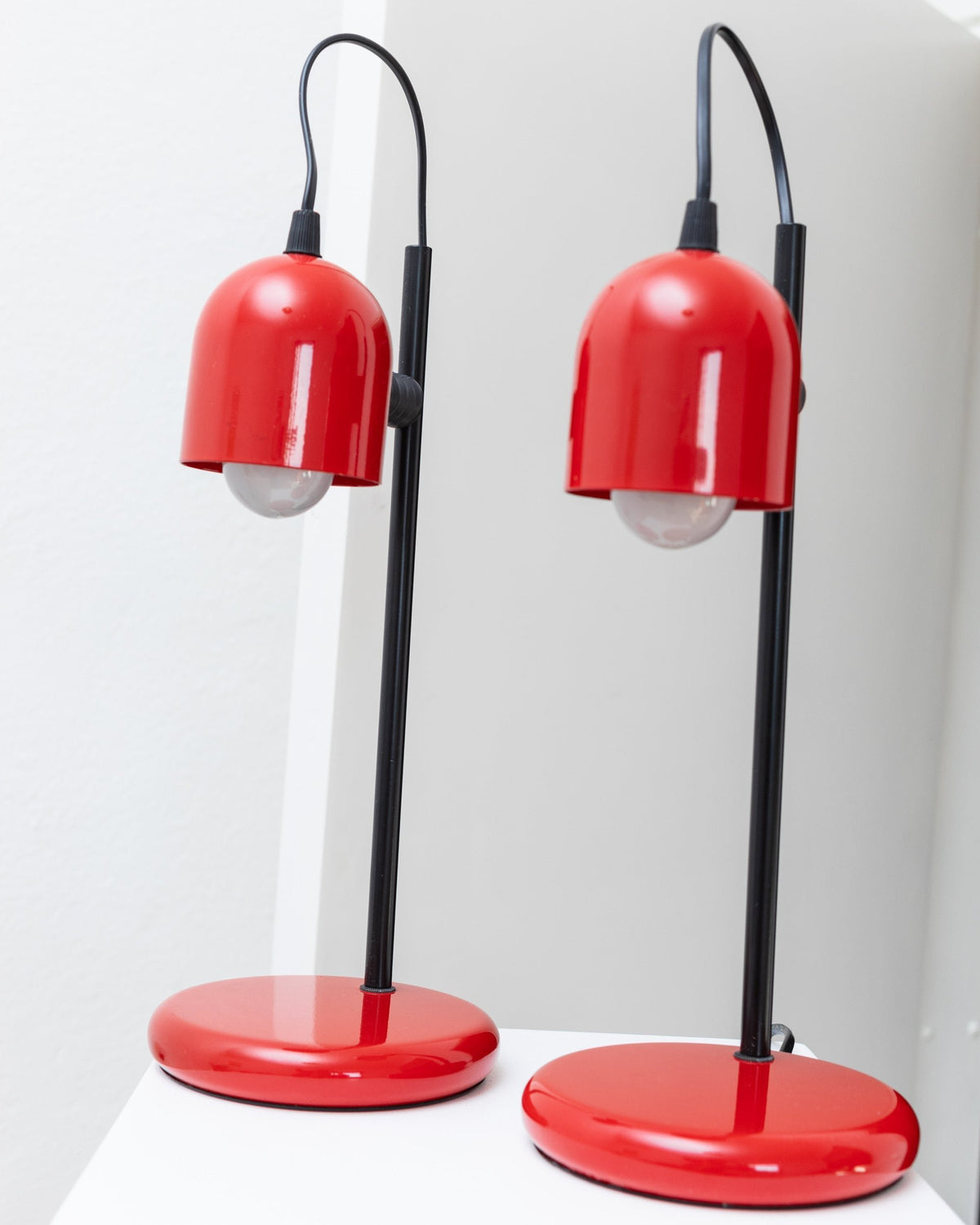 Vintage Tischlampe rot Postmodernes Memphis-Design 1980er Set von 2