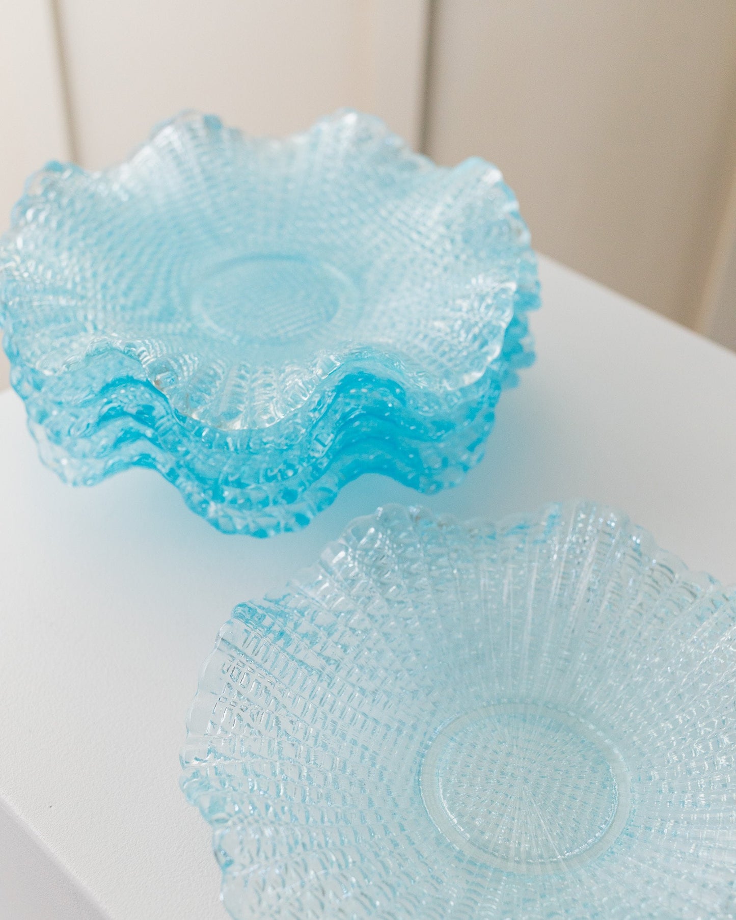 Vintage Bowl Crystal Glass Turquoise by Fenton Set of 6