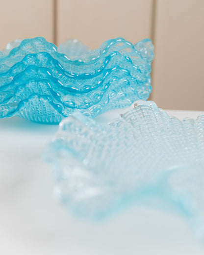 Vintage Bowl Crystal Glass Turquoise by Fenton Set of 6