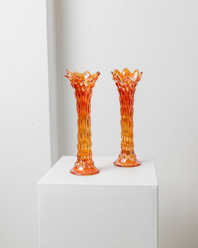 Vase vintage en verre orange Fenton, lot de 2