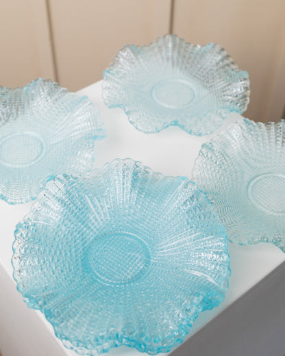 Vintage Bowl Crystal Glass Turquoise by Fenton Set of 6