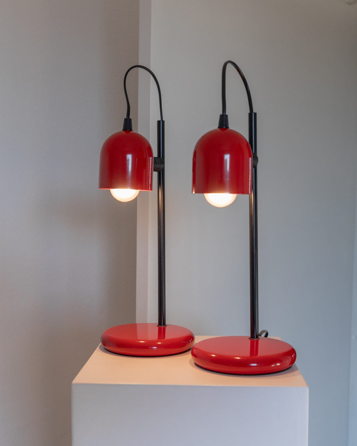 Vintage Tischlampe rot Postmodernes Memphis-Design 1980er Set von 2