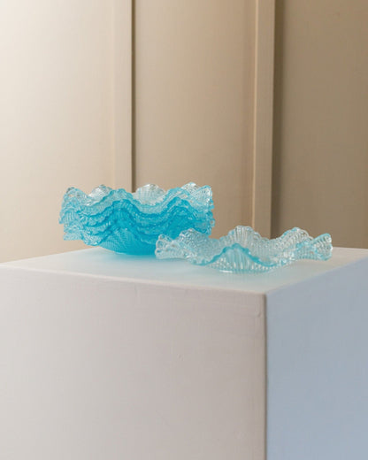 Vintage Bowl Crystal Glass Turquoise by Fenton Set of 6