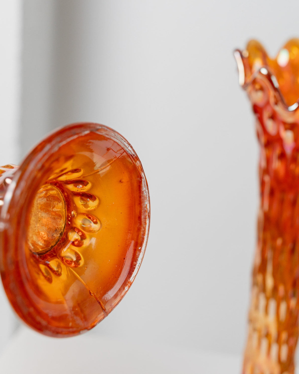 Vintage Vase von Fenton orange Glas Set von 2