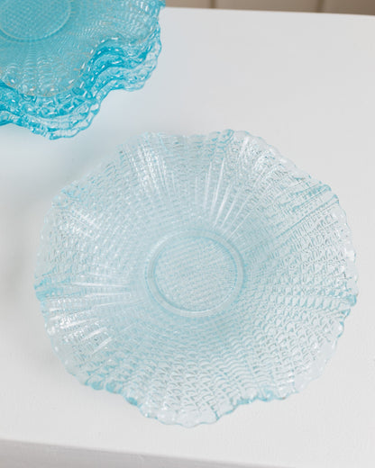 Vintage Bowl Crystal Glass Turquoise by Fenton Set of 6