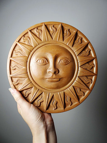 Vintage Wandrelief Sonnengesicht aus Terrakotta von Mak Marazzi