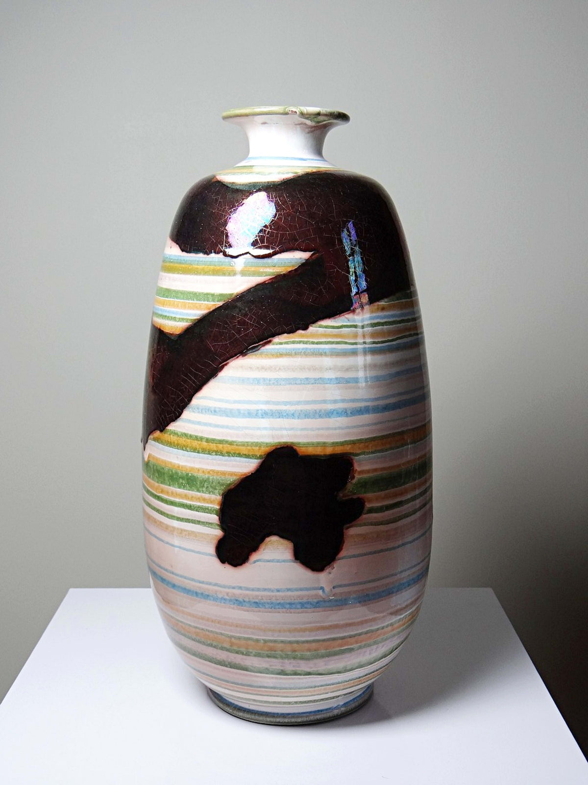 Vintage Keramikvase mit irisierender Glasur, Spanien