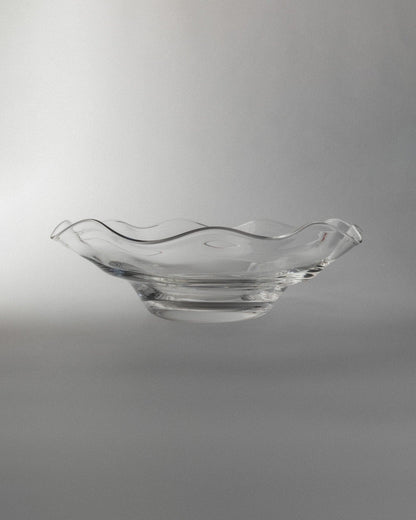 Bol en verre vintage de Laica Cristalleria en verre transparent en forme de vague, Italie, années 1990