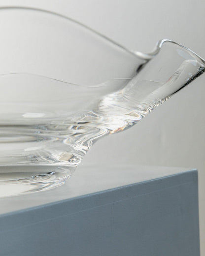Bol en verre vintage de Laica Cristalleria en verre transparent en forme de vague, Italie, années 1990