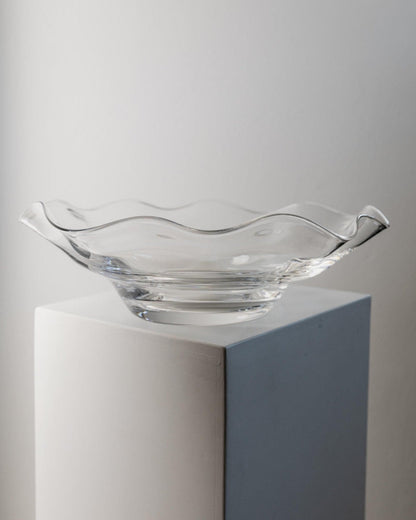 Bol en verre vintage de Laica Cristalleria en verre transparent en forme de vague, Italie, années 1990