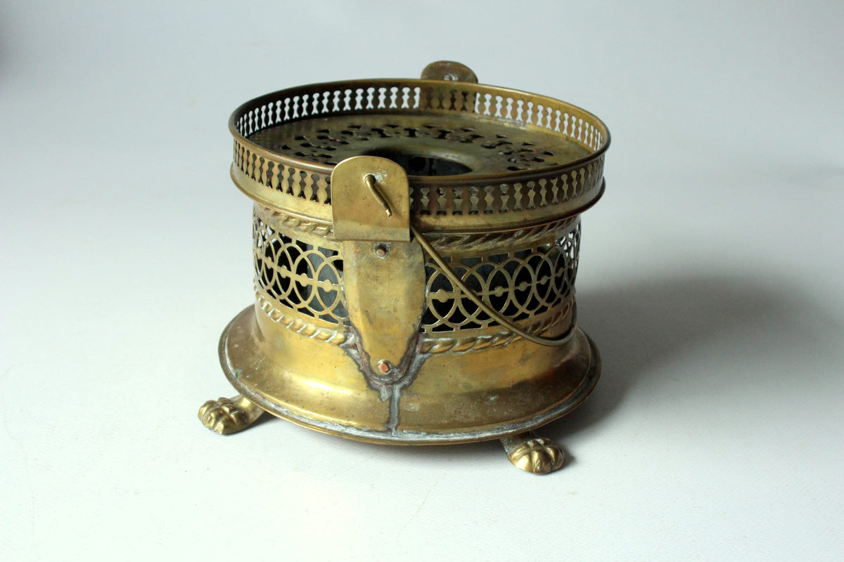 Vintage Stövchen Messing mit Löwenfüßen