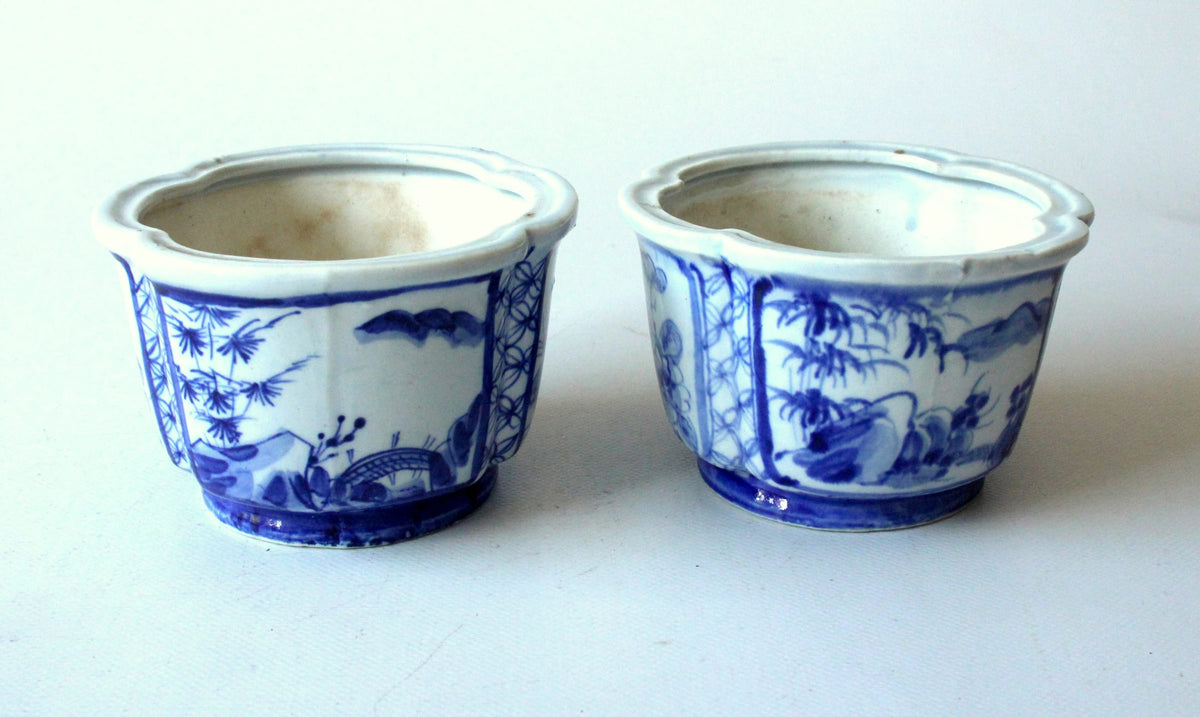Set von 2 Vintage Blumentöpfe im asiatischen Stil