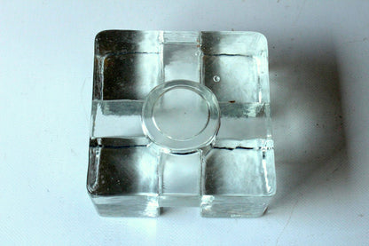 Vintage Stövchen aus schwerem Eisglas