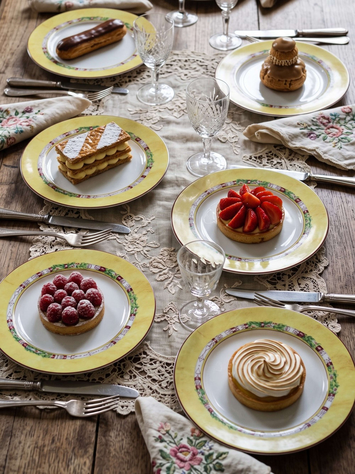 Set von 6 Vintage Dessertteller "Terre de Sienne" von Jean-Louis Coquet
