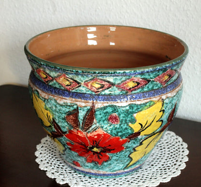 Vintage Blumentopf Keramik handbemalt aus Italien